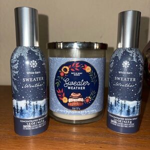 Bath and Body Works Sweater Weather Room Sprays & Single Wick Candle-New